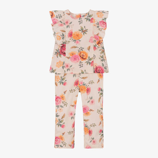 iDO Baby-Girls Pink Floral Trouser Set | Childrensalon