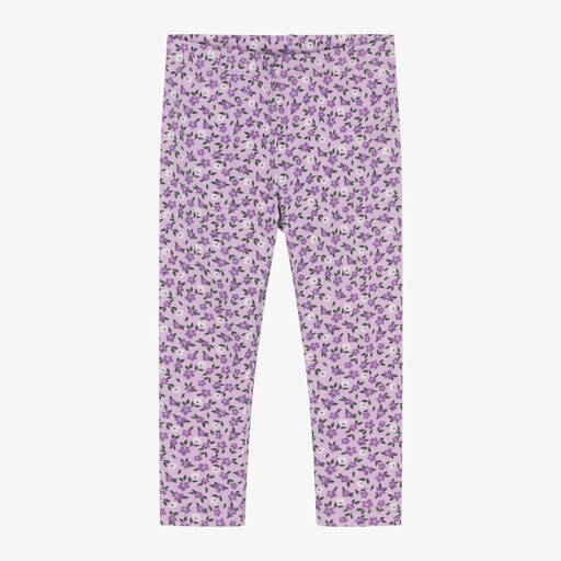 iDO Baby-Girls Purple Floral Cotton Leggings | Childrensalon