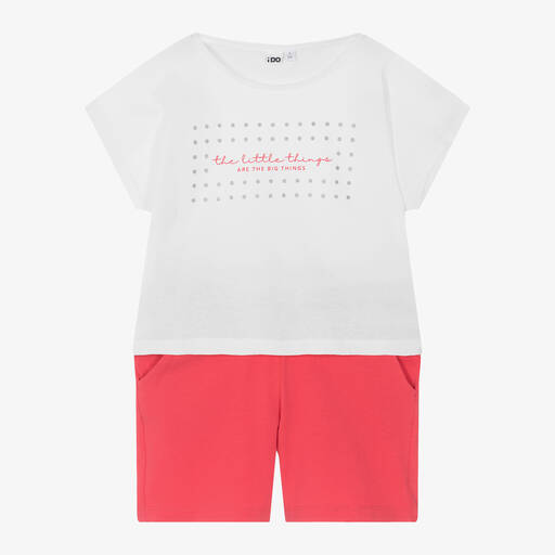 iDO Junior-Girls Red Cotton Shorts Set | Childrensalon