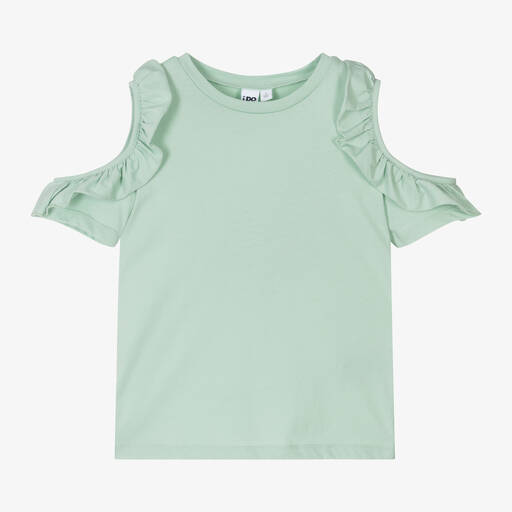 iDO Junior-Girls Sage Green Cotton T-Shirt | Childrensalon