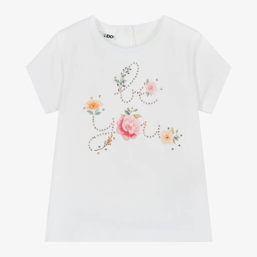 iDO Baby-Girls White Cotton Be You T-Shirt | Childrensalon