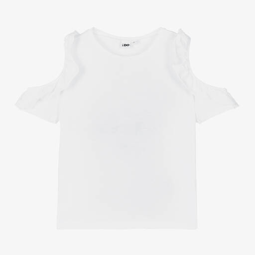 iDO Junior-Girls White Cotton T-Shirt | Childrensalon