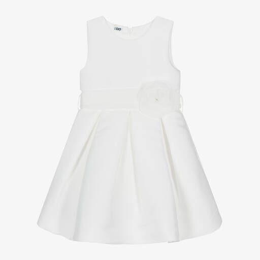 iDO Baby-Girls White Pleated Satin Dress | Childrensalon