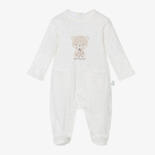 iDO Mini-Ivory Cotton Bear Babygrow | Childrensalon