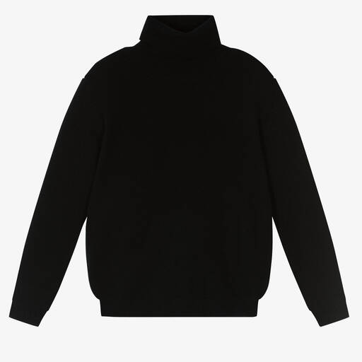 Il Gufo-Black Wool Roll Neck Sweater | Childrensalon