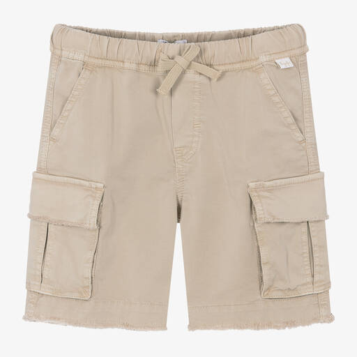 Il Gufo-Boys Beige Cotton Twill Cargo Shorts  | Childrensalon