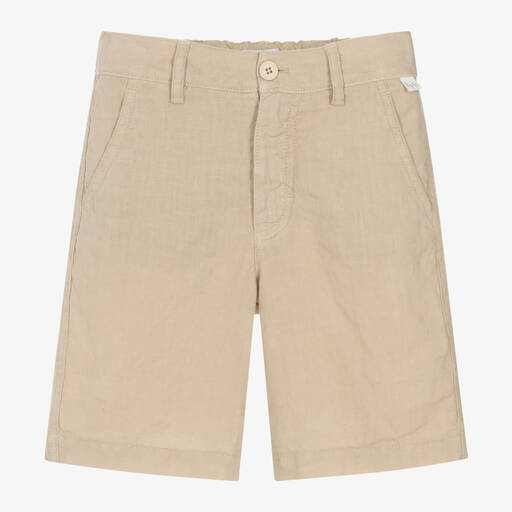 Il Gufo-Boys Beige Linen Shorts | Childrensalon