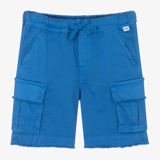 Il Gufo-Boys Blue Cotton Twill Cargo Shorts  | Childrensalon