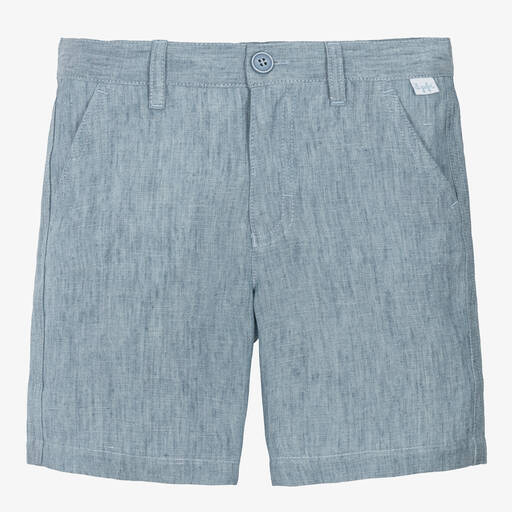 Il Gufo-Boys Blue Linen Shorts | Childrensalon