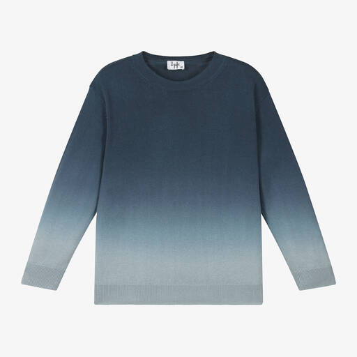 Il Gufo-Boys Blue Ombre Cotton Knit Sweater | Childrensalon