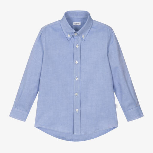 Il Gufo- قميص قطن أكسفورد لون أزرق للأولاد | Childrensalon