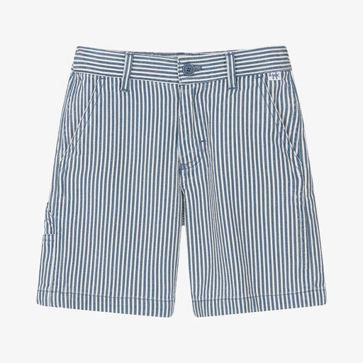 Il Gufo-Boys Blue Stripe Cotton Shorts | Childrensalon