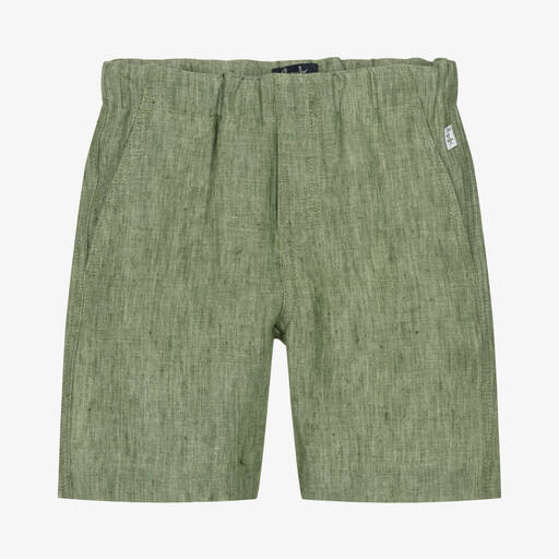 Il Gufo-Boys Green Linen Shorts | Childrensalon