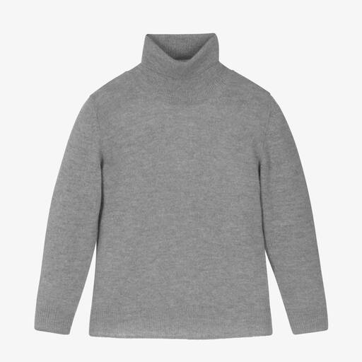 Il Gufo-Boys Grey Wool Roll Neck Sweater | Childrensalon