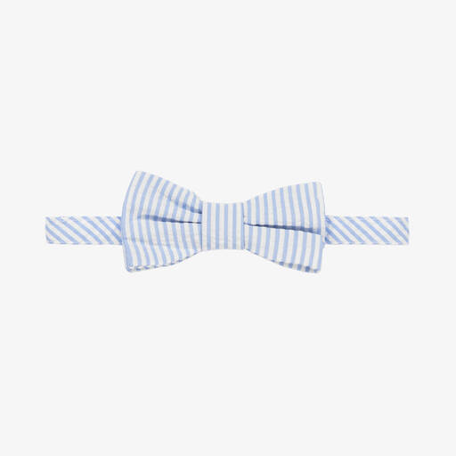 Il Gufo-ربطة عنق قطن مقلم لون أزرق فاتح للأولاد | Childrensalon