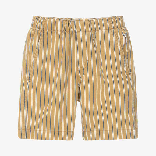 Il Gufo-Boys Mustard Yellow Striped Cotton Shorts | Childrensalon