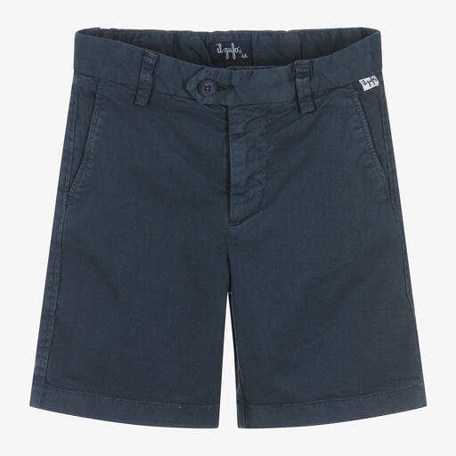 Il Gufo-Boys Navy Blue Cotton Shorts | Childrensalon