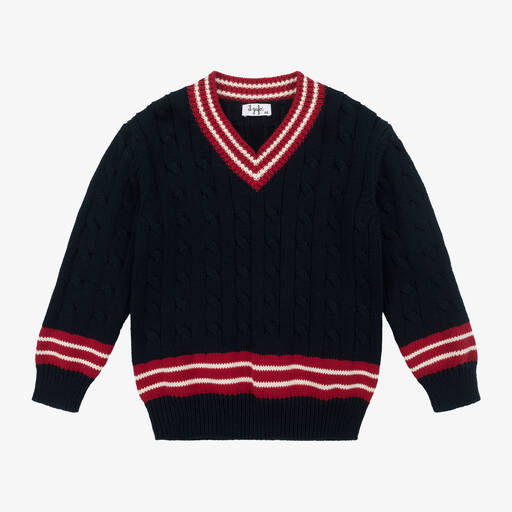 Il Gufo-Boys Navy Blue Organic Cotton Sweater | Childrensalon