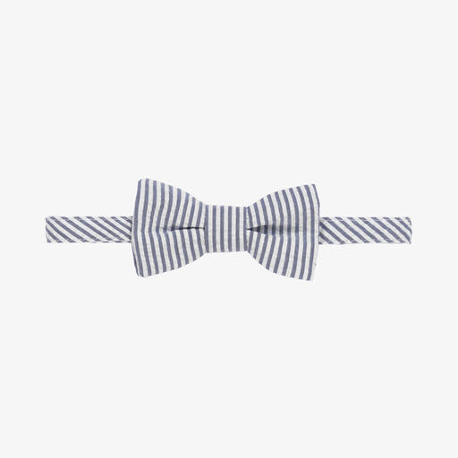 Il Gufo-Boys Navy Blue Striped Cotton Bow Tie | Childrensalon