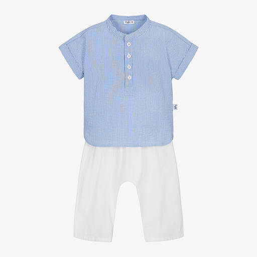 Il Gufo-Boys White Cotton Trouser Set | Childrensalon