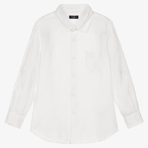 Il Gufo-Boys White Linen Long Sleeved Shirt | Childrensalon