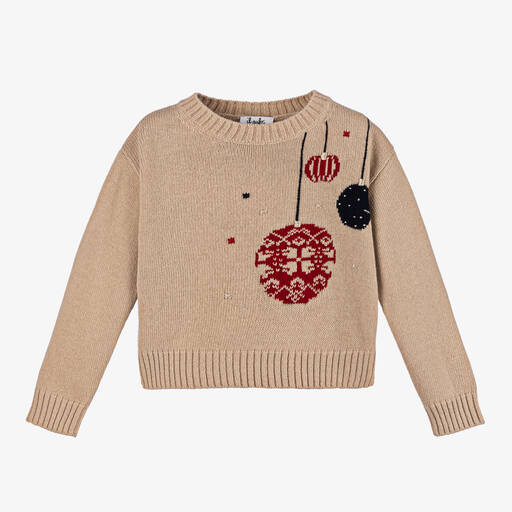 Il Gufo-Girls Beige Wool Knit Sweater | Childrensalon