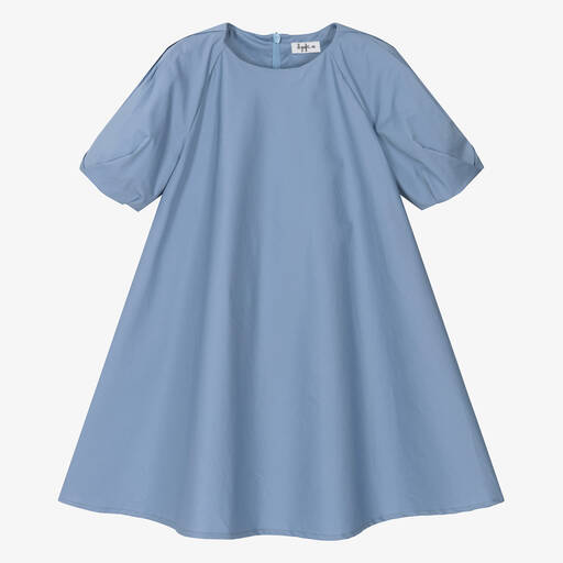 Il Gufo-Голубое платье-трапеция из хлопка для девочек | Childrensalon