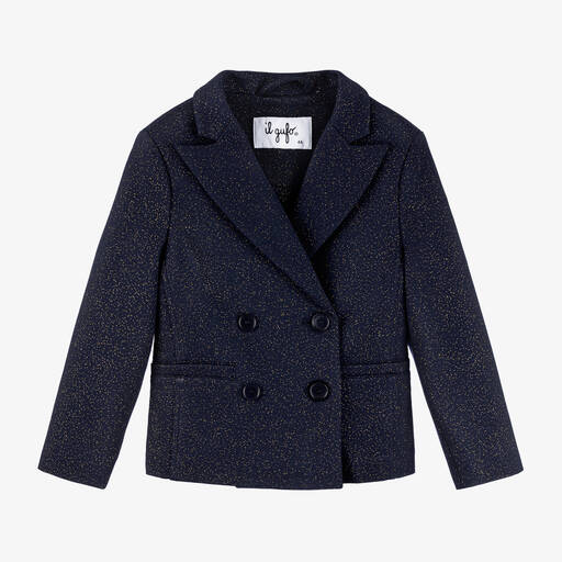 Il Gufo-Girls Blue Sparkle Blazer | Childrensalon