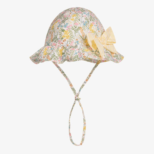 Il Gufo-Girls Floral Print Cotton Sun Hat | Childrensalon