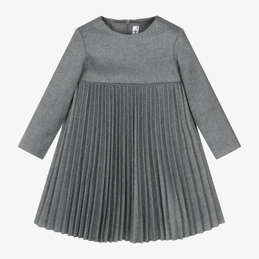 Il Gufo-Girls Grey Pleated Dress | Childrensalon