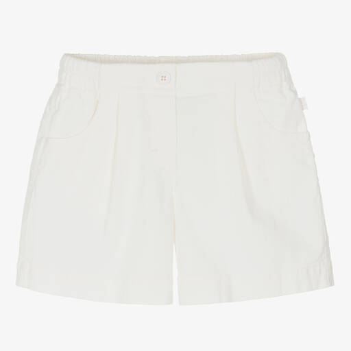 Il Gufo-Girls Ivory Cotton & Linen Shorts | Childrensalon