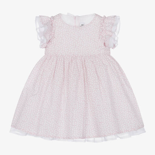 Il Gufo-Girls Pink Cotton Floral Dress | Childrensalon