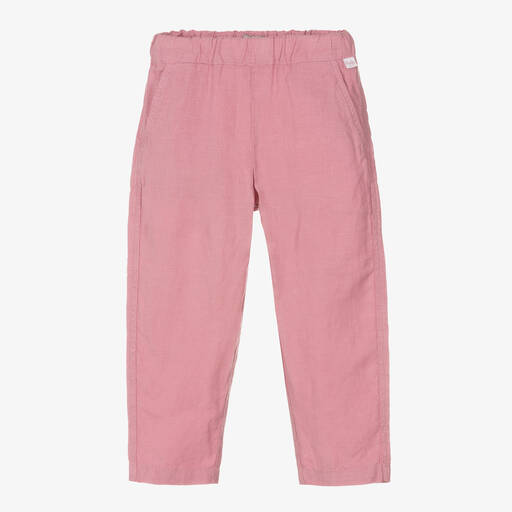 Il Gufo-Girls Pink Linen Trousers | Childrensalon