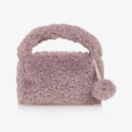 Il Gufo-Girls Purple Faux Fur Handbag (21cm) | Childrensalon