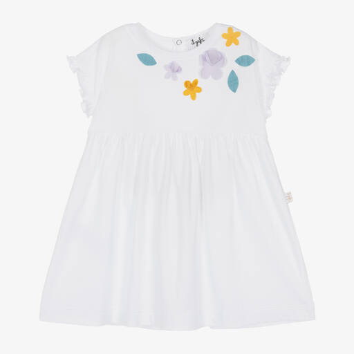 Il Gufo- فستان قطن لون أبيض  | Childrensalon