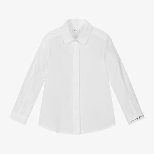 Il Gufo- قميص قطن بوبلين لون أبيض للبنات | Childrensalon