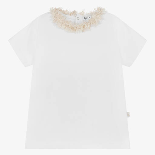 Il Gufo-Белая хлопковая футболка для девочек | Childrensalon