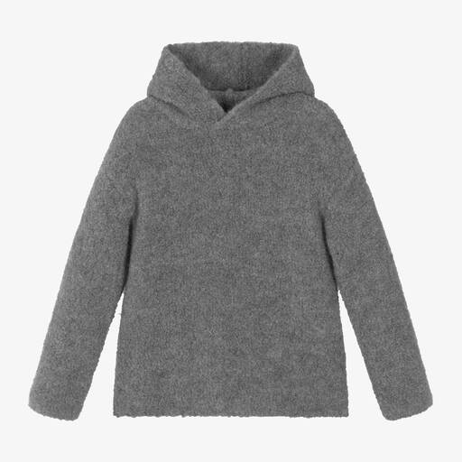 Il Gufo-Grey Wool Fleece Hoodie | Childrensalon