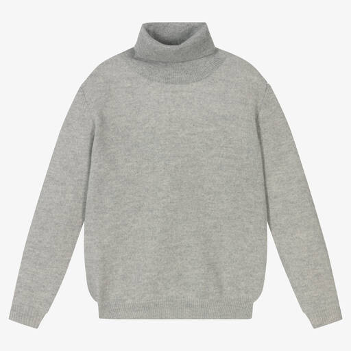 Il Gufo-Grey Wool Roll Neck Sweater | Childrensalon