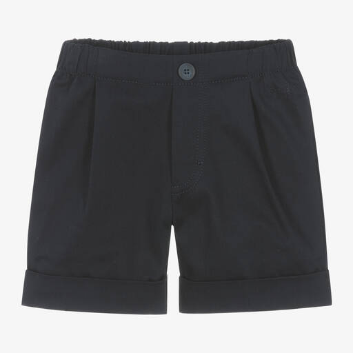 Il Gufo-Navy Blue Cotton Shorts | Childrensalon