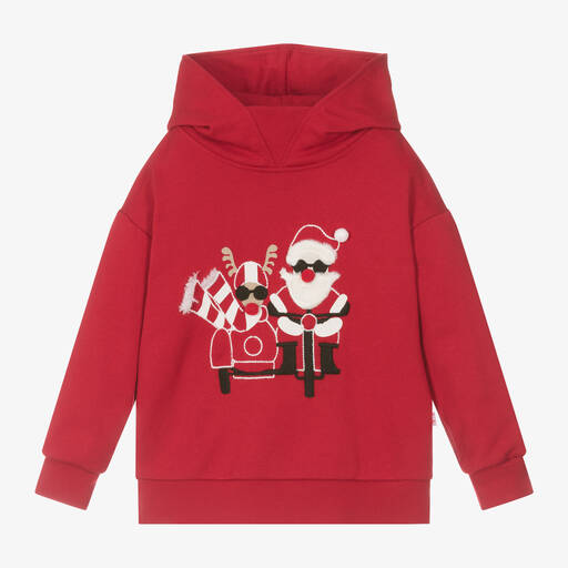 Il Gufo- Red Cotton Festive Hoodie | Childrensalon