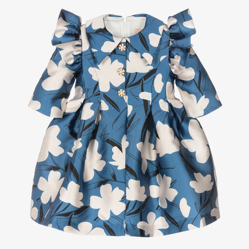 Irpa-Girls Blue & Ivory Floral Dress | Childrensalon