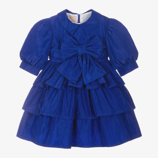 Irpa-Girls Blue Taffeta Dress | Childrensalon