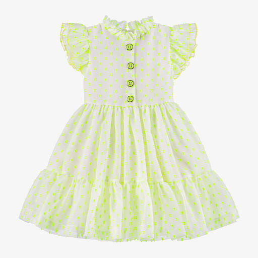 Irpa-Girls Neon Green Plumeti Dress | Childrensalon