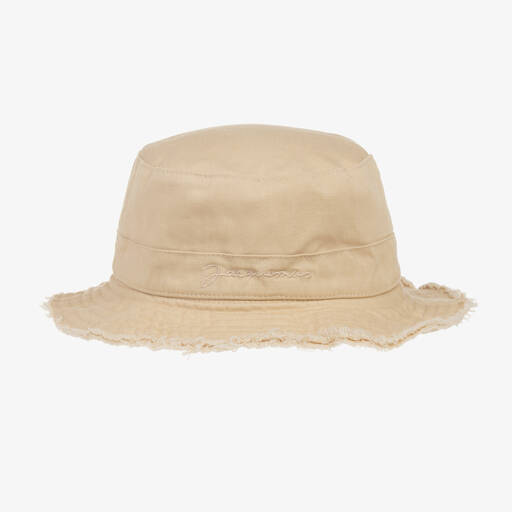 JACQUEMUS-Beige Cotton Bucket Hat | Childrensalon