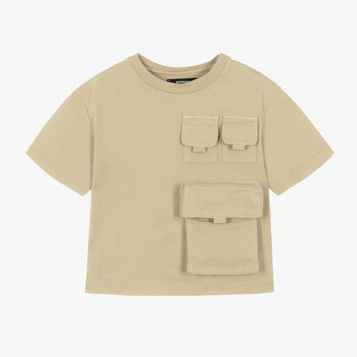 JACQUEMUS-Beige Cotton Utility T-Shirt | Childrensalon