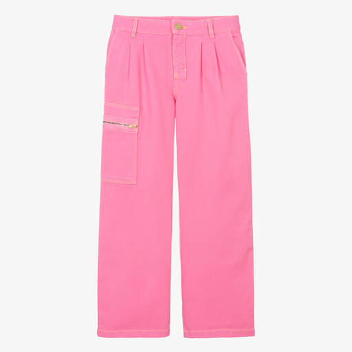 JACQUEMUS-Teen Girls Pink Cotton Denim Straight Fit Trousers | Childrensalon