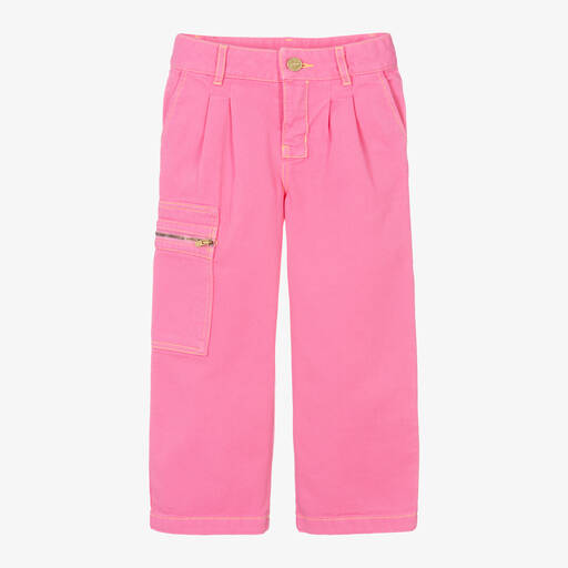 JACQUEMUS-Girls Pink Cotton Denim Straight Fit Trousers | Childrensalon