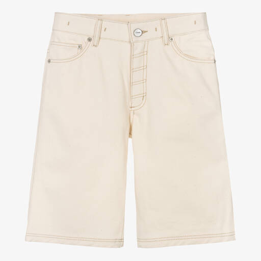 JACQUEMUS-Teen Boys Ivory Cotton Denim Shorts | Childrensalon