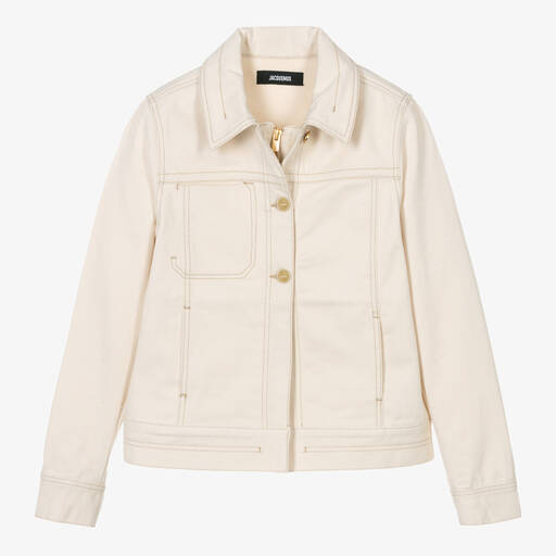 JACQUEMUS-Teen Ivory Cotton Denim Jacket | Childrensalon
